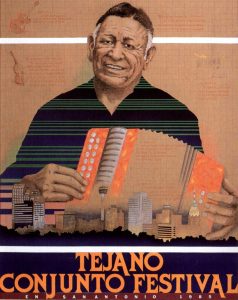 1985 Tejano Conjunto Festival poster by Roberto B Sosa