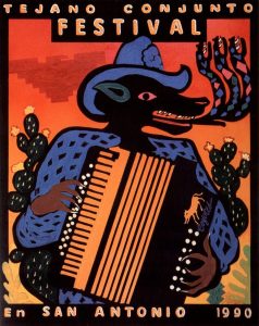 1990 Tejano Conjunto Festival poster by Jesse Almazan