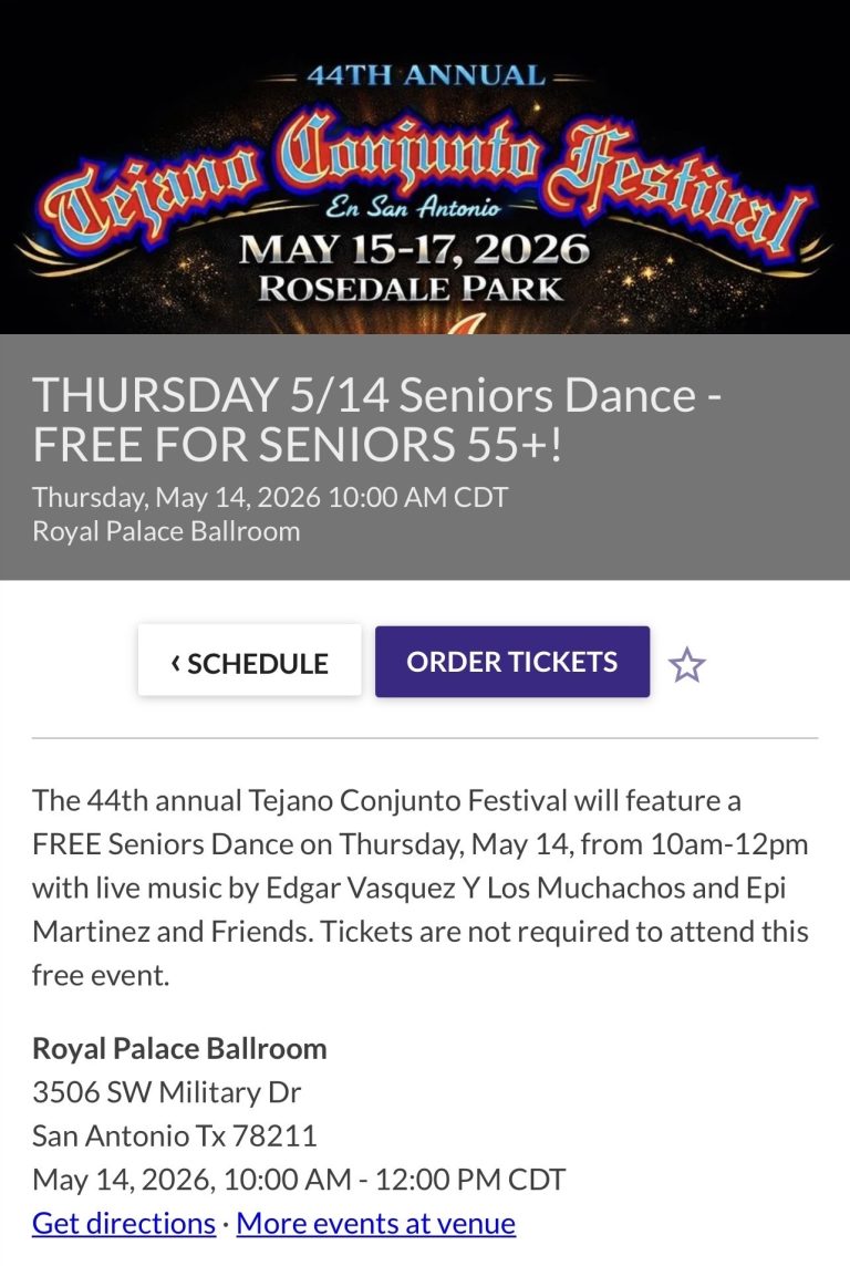 TCF Free Seniors Dance Calendar 2026